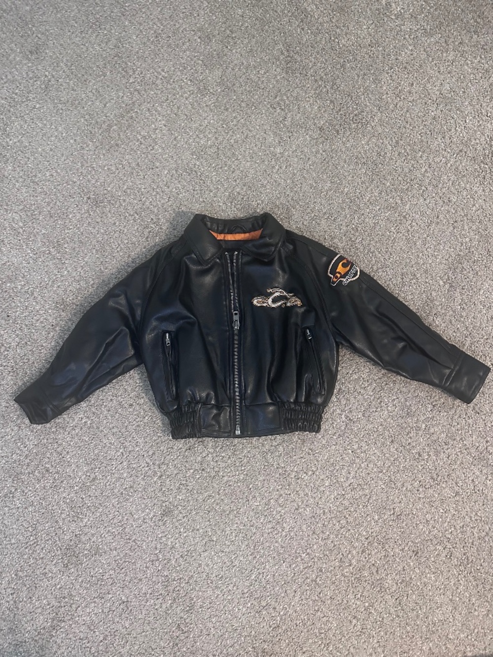 Vintage Y2K Orange County Choppers Faux Leather Jacket Youth Small (4)